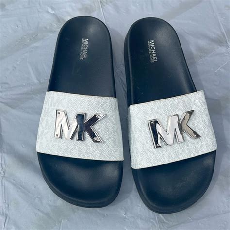 michael kors white slides|michael kors slides with studs.